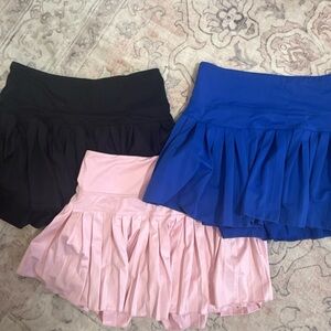goldhindge Pleated Tennis Skort Trio - Black, Royal Blue, Light Pink